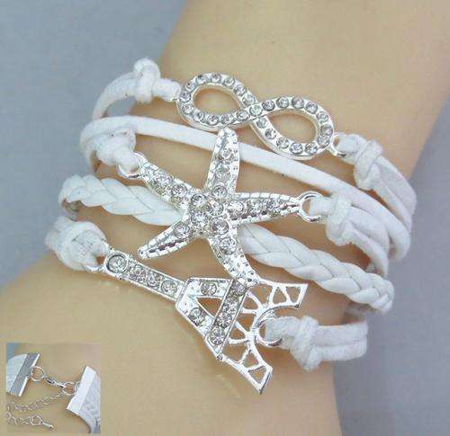 NEW!! Diamante Infinity Leather Bracelet