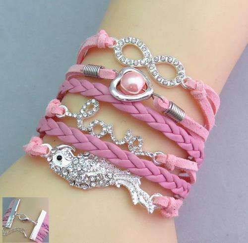 NEW!! Diamante Infinity Leather Bracelet