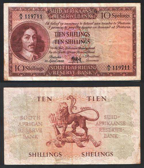 Scarce TEN SHILLINGS NOTE - A3 -MHde KOCK - 13 April 1948