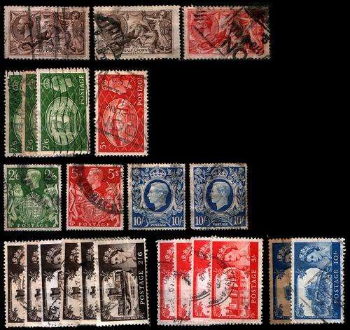 SUPER LATE LISTING- 4 HOURS ONLY!-Great Britain- 23x High Values KGV - QEII Inc Sea Horses & Castles