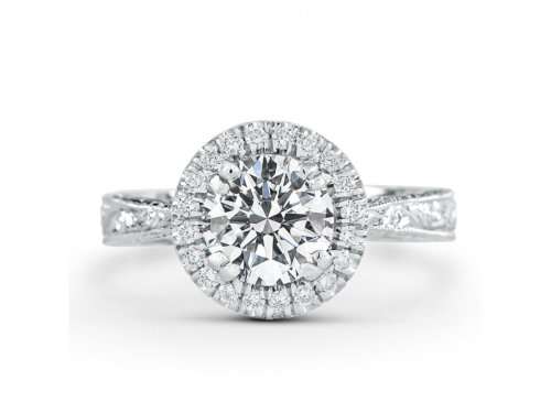 SIGNATURE COLLECTION **1.95ct GIA Round 14K White Gold Halo Engagement Ring J/VS2