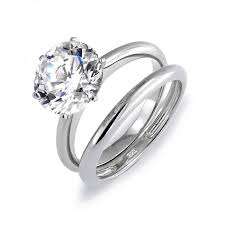 H-I/ VS1-VS2 1.00CT Brilliant Round VG cut Solid 14kt White Gold GENUINE Moissanite ring3mm+BAND4mm