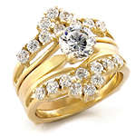 3 piece 1.0ctw wedding ring 7 (Size 8 also avail) clad in 18ct yellow gold: FREE choker necklace