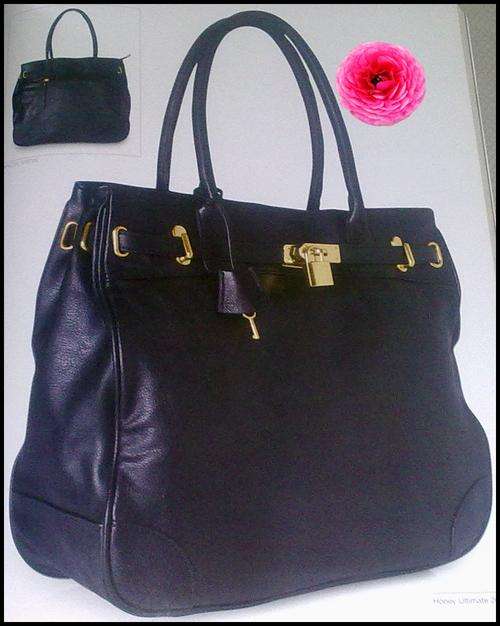 **STUNNING!!** EVERY WOMAN MUST HAVE DESIGNER INSPIRED BLACK LEATHER HANDBAG !!