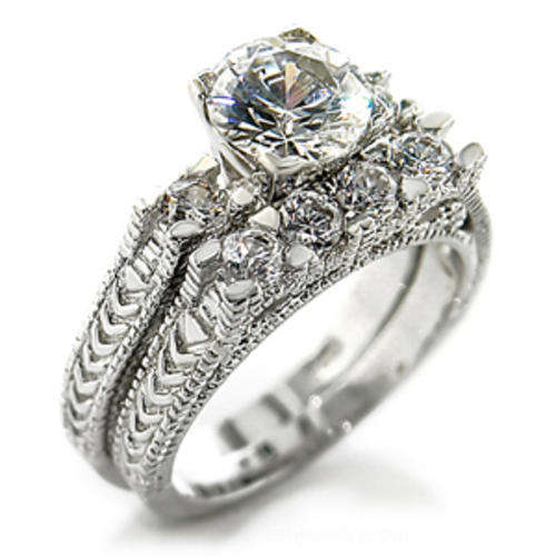FREE ETERNITY BAND !!!STUNNING 3.00CT 2pc 14KT GOLD OVERLAY WEDDING RING SIZE 8 NO RESERVE AUCTION!!