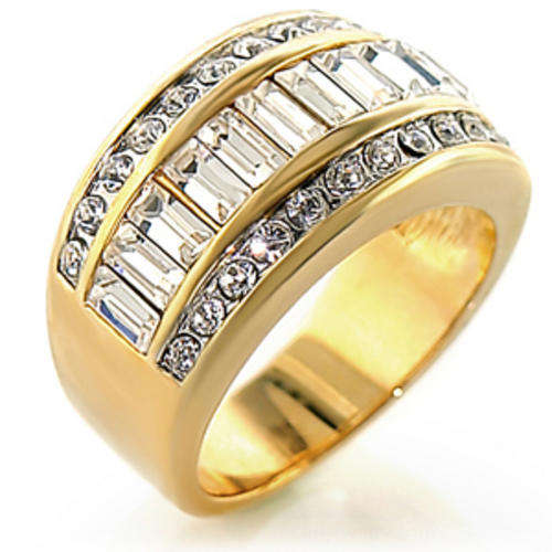 **FREE STAINLESS STEEL WATCH** 3.00CT CZ DIAMOND WEDDING RING 24KT GOLD OVERLAY