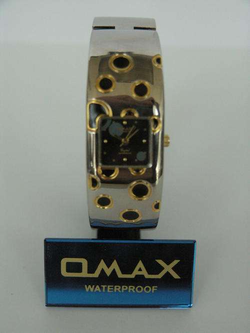 OMAX BAE016 Silver and Gold with Black Dial Brand New Bangle Watch