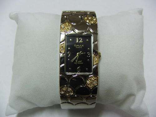 OMAX BAA062 Silver and Gold with Black Dial Brand New Bangle Watch