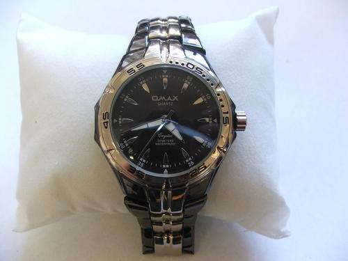 Swiss Designed OMAX Silver and Gun Smoke with Black Dial Watch