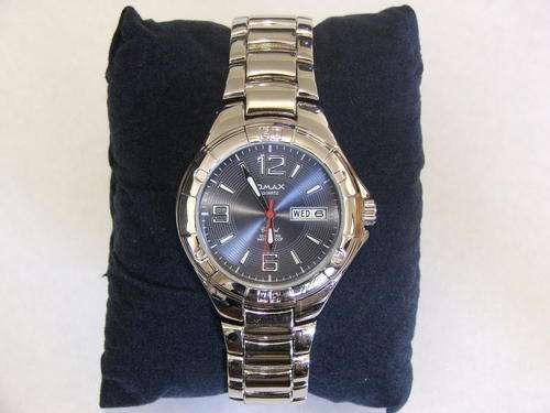 ***VERY MANLY!!!***SILVER WATCH WITH BLUE FACE FROM THE OMAX COLLECTION!!!
