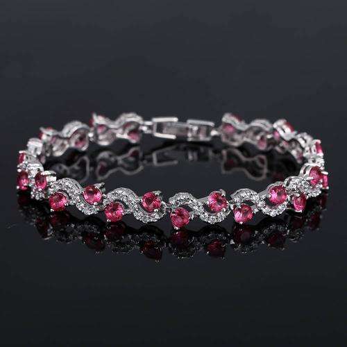 Luxury Silver Filled Austrian Crystal Bracelet With Cubic Zirconia Diamonds - 5 Colours To Choose!!!