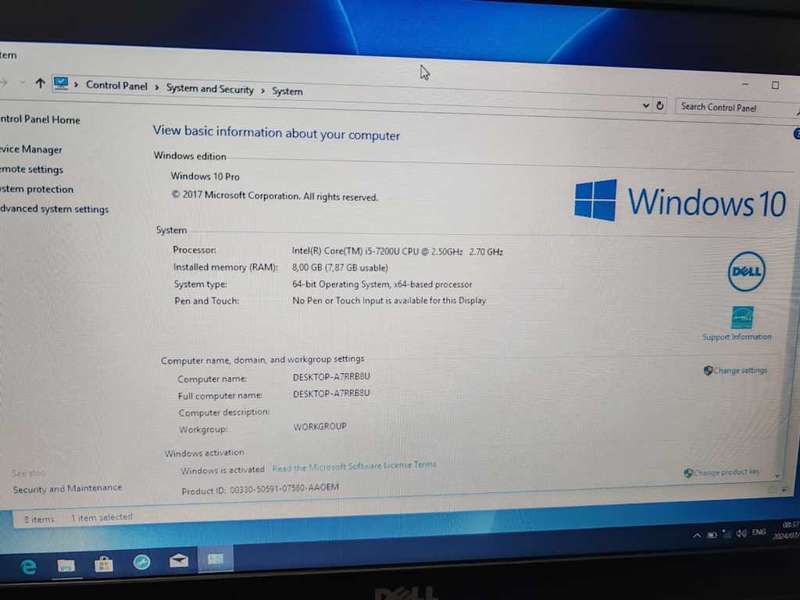Dell Vostro Laptop 15 7200U  i5 7th Gen  8GB  1TB