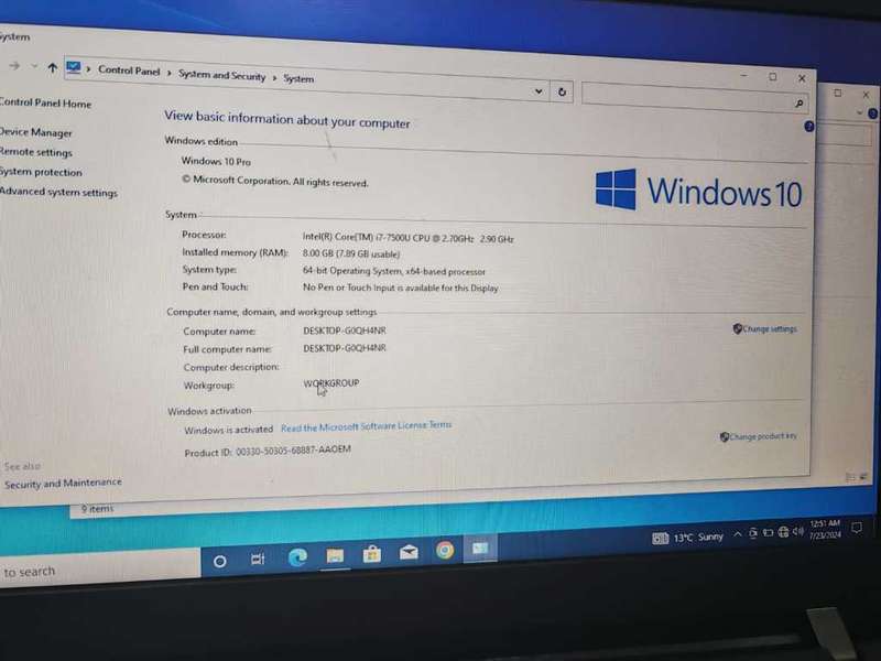 LENOVO V510 LAPTOP, INTEL CORE I7-7500U @2.70GHz,8GB RAM,247GB SSD, 2GB AMD RADEON GRAPHICS