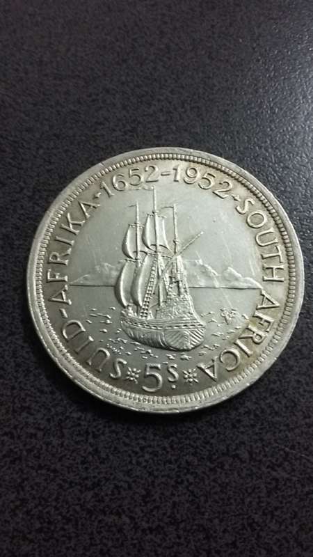 1952 George VI South African Silver 5 Shillings