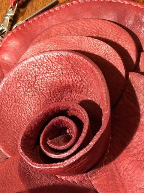 Red Leather Rosette Ladies Clutch - ITALIAN MADE