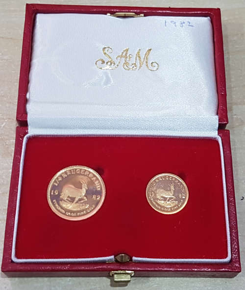 1982 Proof Kruger rand 1/4 oz and 1/10th oz twinset# Auction starts @R1!!