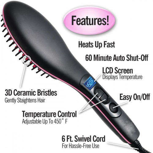 Simply Artifact LCD Ceramic Hair Straightener Brush Hair Straight Combs