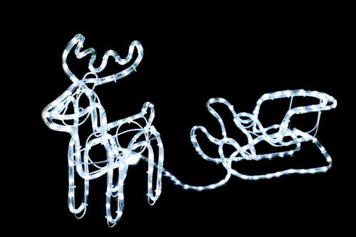 9M 3D WHITE LED  Deer & Sleigh Outdoor Christmas Reindeer Light