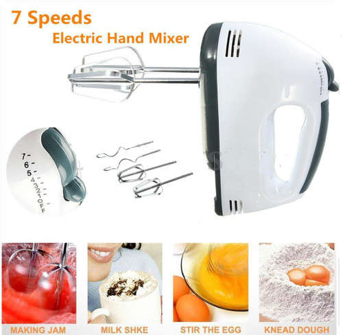 New Electric Hand Mixer Kitchen Whisk Utensils Food Egg Beater 7 Speed Whisk
