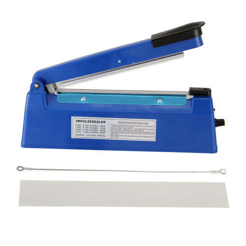 12" Impulse Heat Poly Bag Sealer Plastic Closer Machine Teflon Sealing 30cm Wrap