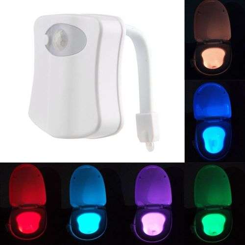 Body Sensing Automatic LED Motion Sensor Night Lamp Toilet Bowl Bathroom Light