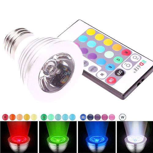 3W RGB E27 /GU10  LED Light Bulb Lamp 16 Color IR Remote Control