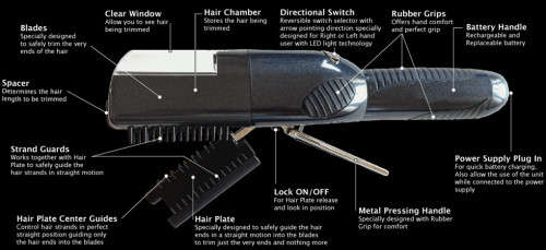 Cordless Split End and Damaged Hair Trimmer - BLACK/SLIVER