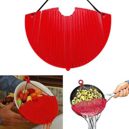 Hot Red Large Expandable Strainer Just Lock On & Strain Better Strainer Easily