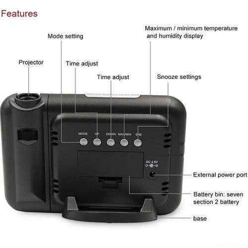 Black Square  LCD Alarm Clock Backlight Calendar Temperature Color Screen