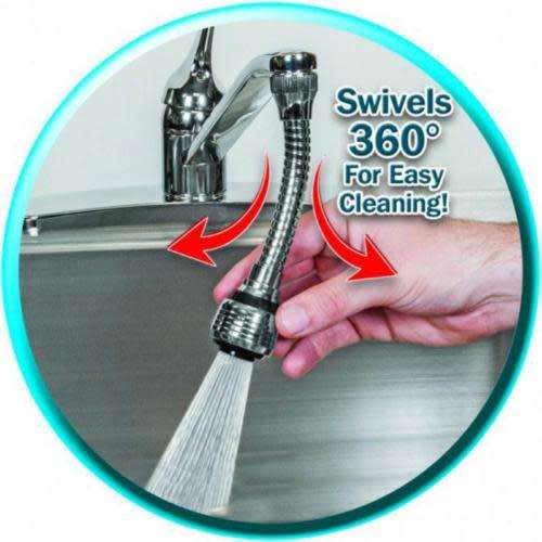 Turbo 360 Flex Faucet Sprayer Flexible Double Swivel Attachment Sprayer Spout