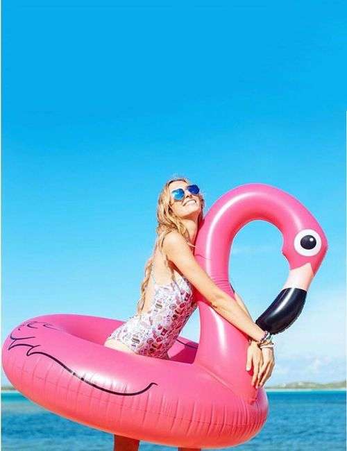 Inflatable Giant Flamingo Swimming Ring Summer Swim Float Rideable Raft Pool Toy