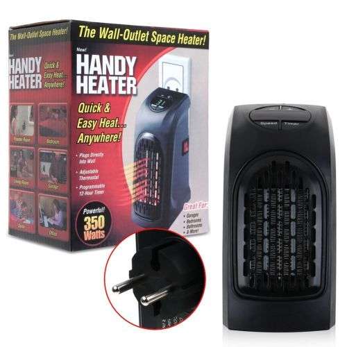 Portable Wall-Outlet Handy Fan Space Heater Warm Air Blower Electric Radiator