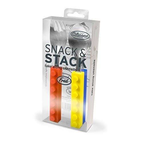 Utensil Dining Set Brick Building block Fork Spoon Knife Kid Snack & Stack