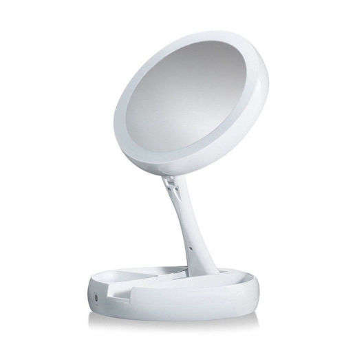 My Fold Away Mirror LED-illuminated Double Sided 10x magnification Makeup Mirror