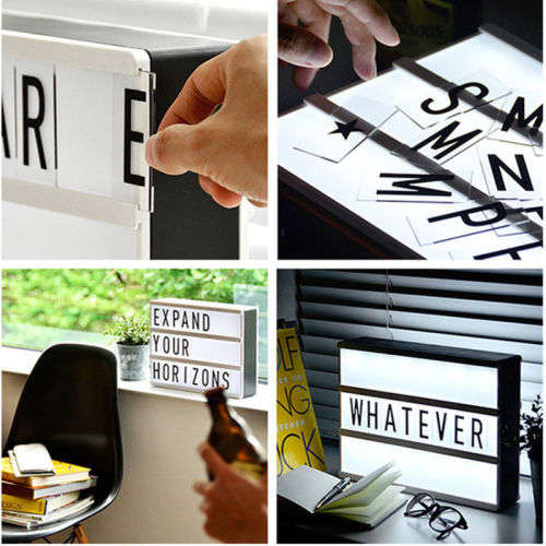 A4 Cinematic Light Up Sign Box Cinema LED Letter Lamp Home Party Decor Wedding
