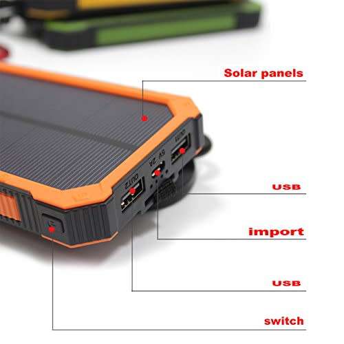 20000MAH Portable Waterproof Solar Panel Power Bank for all Smartphones