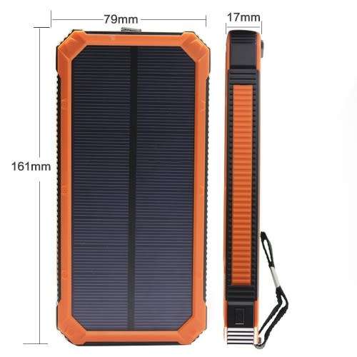 20000MAH Portable Waterproof Solar Panel Power Bank for all Smartphones
