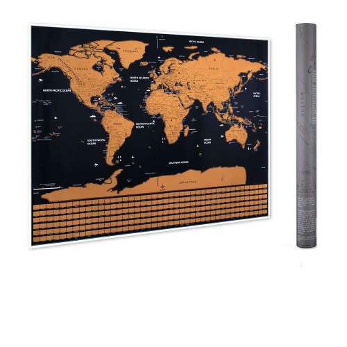 Travel World Map Scratch Off With Flags Wall Stickers Home Decoration Gift
