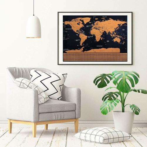 Travel World Map Scratch Off With Flags Wall Stickers Home Decoration Gift