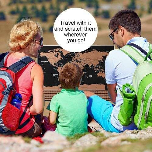 Travel World Map Scratch Off With Flags Wall Stickers Home Decoration Gift