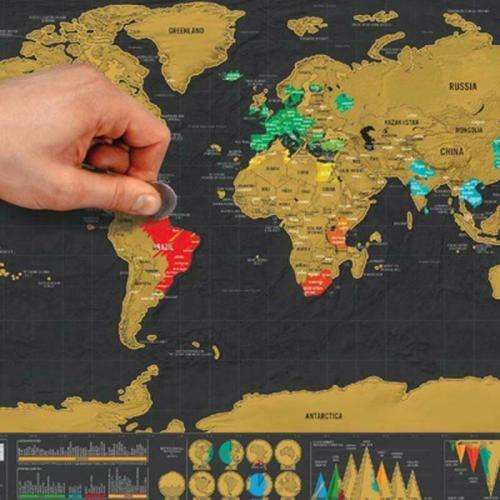 Travel World Map Scratch Off With Flags Wall Stickers Home Decoration Gift