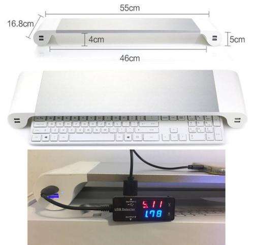 Universal Monitor and Laptop Space Bar with 4 Built-In USB charging ports