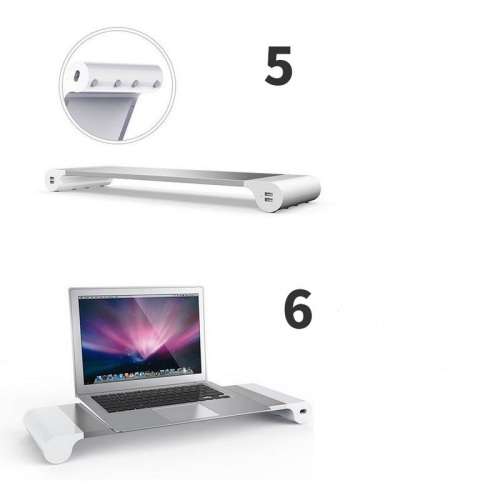 Universal Monitor and Laptop Space Bar with 4 Built-In USB charging ports
