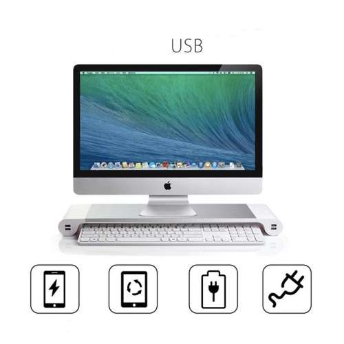 Universal Monitor and Laptop Space Bar with 4 Built-In USB charging ports