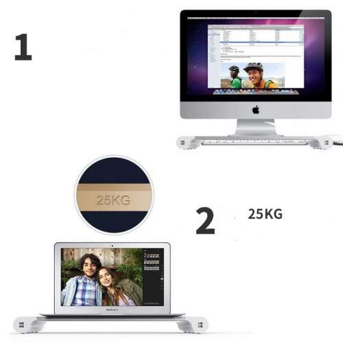Universal Monitor and Laptop Space Bar with 4 Built-In USB charging ports