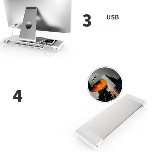 Universal Monitor and Laptop Space Bar with 4 Built-In USB charging ports