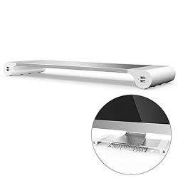 Universal Monitor and Laptop Space Bar with 4 Built-In USB charging ports