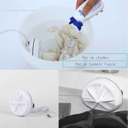 Ultrasonic Turbine Washing Machine 1 kg Laundry Quantity Mini Rotating Washer with USB Cable for Tra