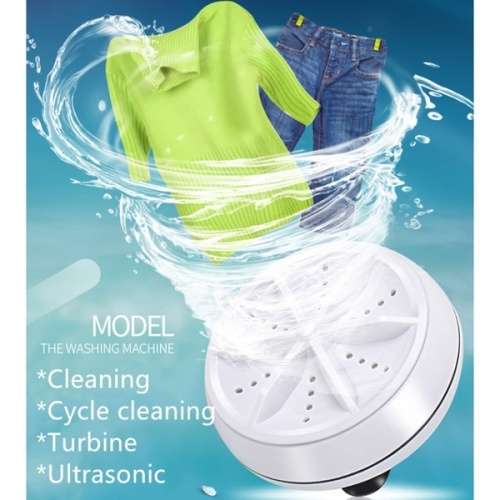 Ultrasonic Turbine Washing Machine 1 kg Laundry Quantity Mini Rotating Washer with USB Cable for Tra
