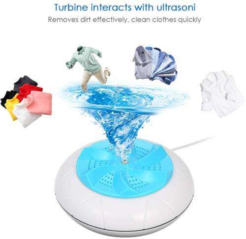 Ultrasonic Turbine Washing Machine 1 kg Laundry Quantity Mini Rotating Washer with USB Cable for Tra